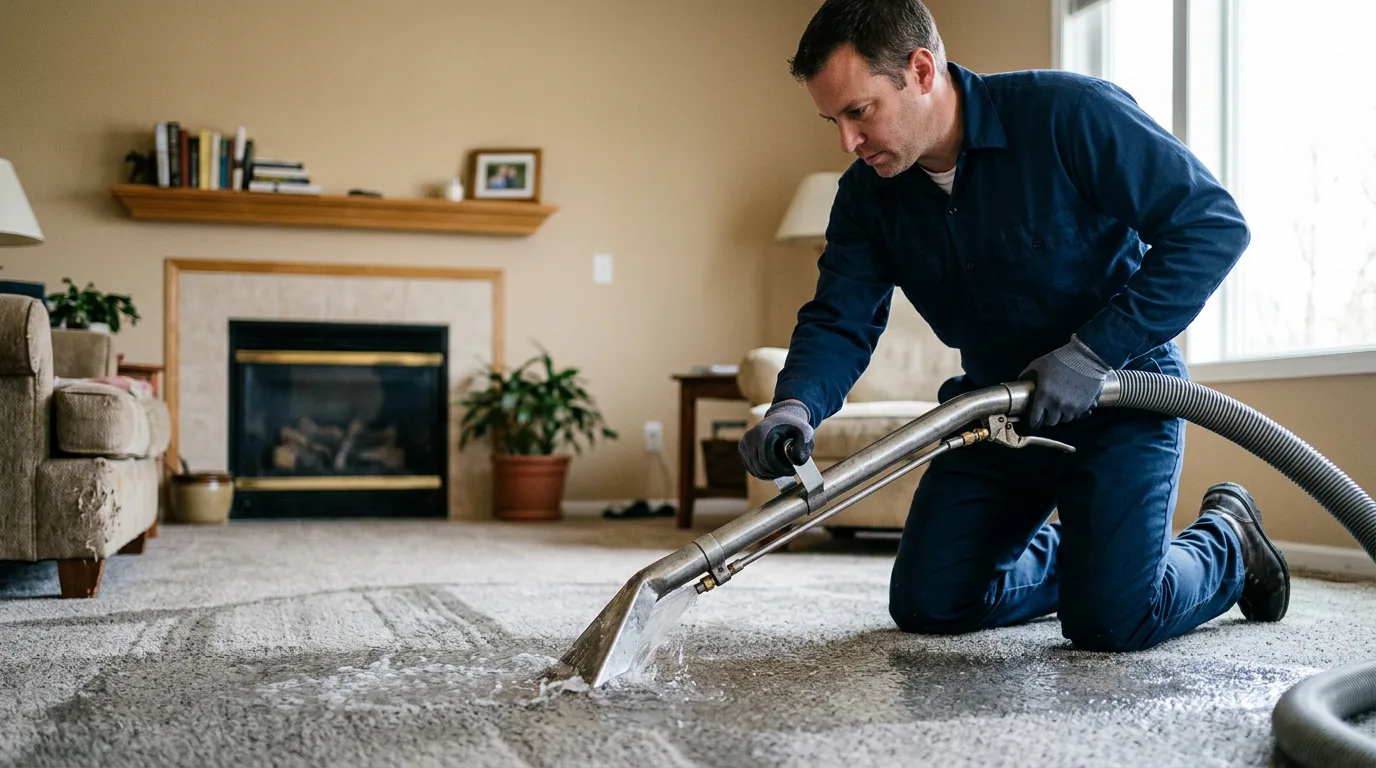 Water damage restoration technician working near Wilton, WI